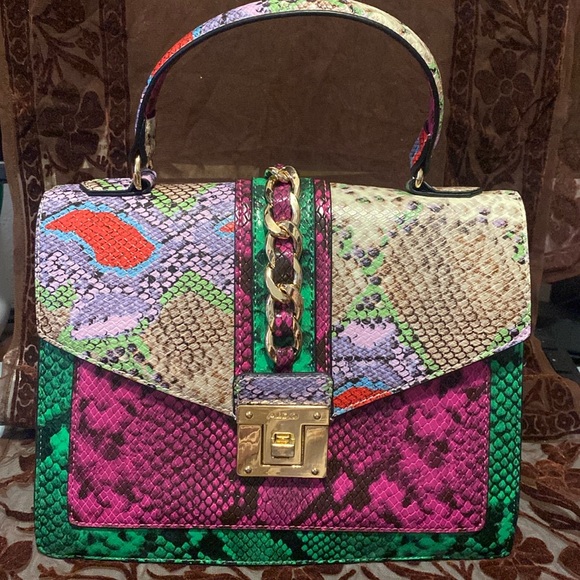 Aldo Handbags - Aldo Bisegna Faux Snakeskin Rainbow Colored Crossbody/Shoulder Bag Purse
